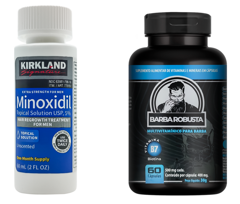 Minoxidil Kirkland 5% + Barba Robusta Acelerador de Resultados