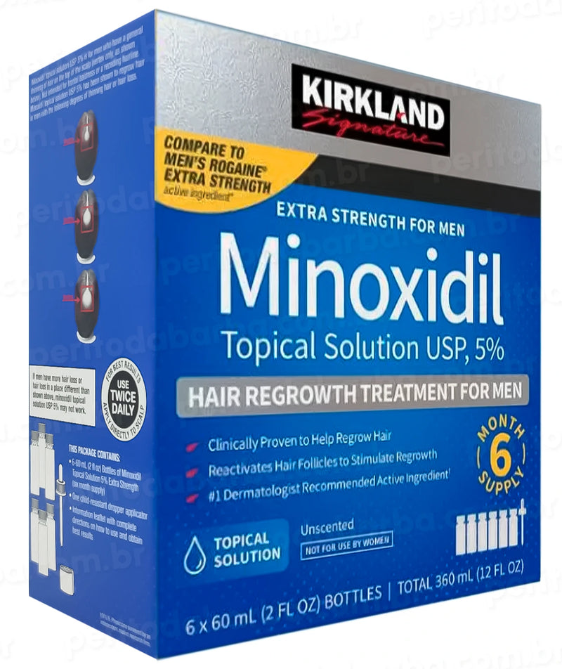 Minoxidil Kirkland 5% Original - Frasco com Conta Gotas | Crescimento de Barba e Cabelo